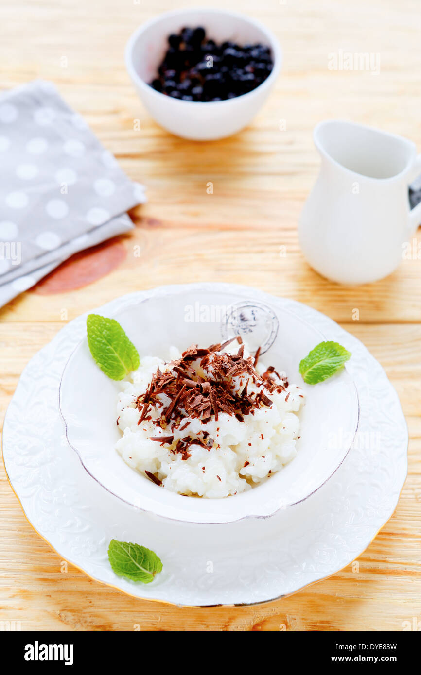 Milk Risotto risotto with sweet milk, food closeup Stock Photo - Alamy