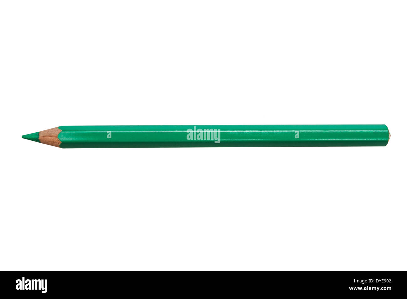Green color pencil isolated on white background Stock Photo