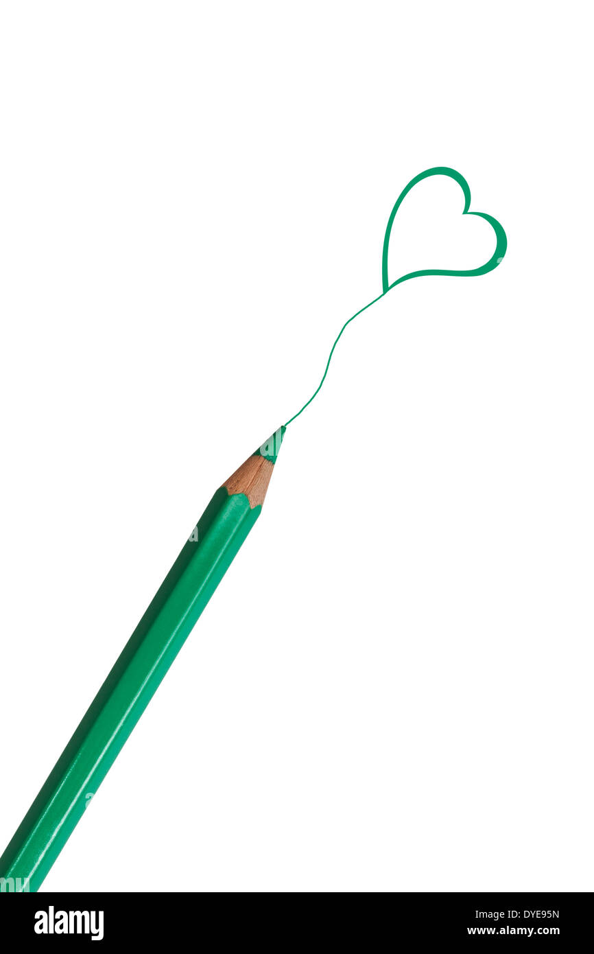 Green color pencil isolated on white background Stock Photo - Alamy