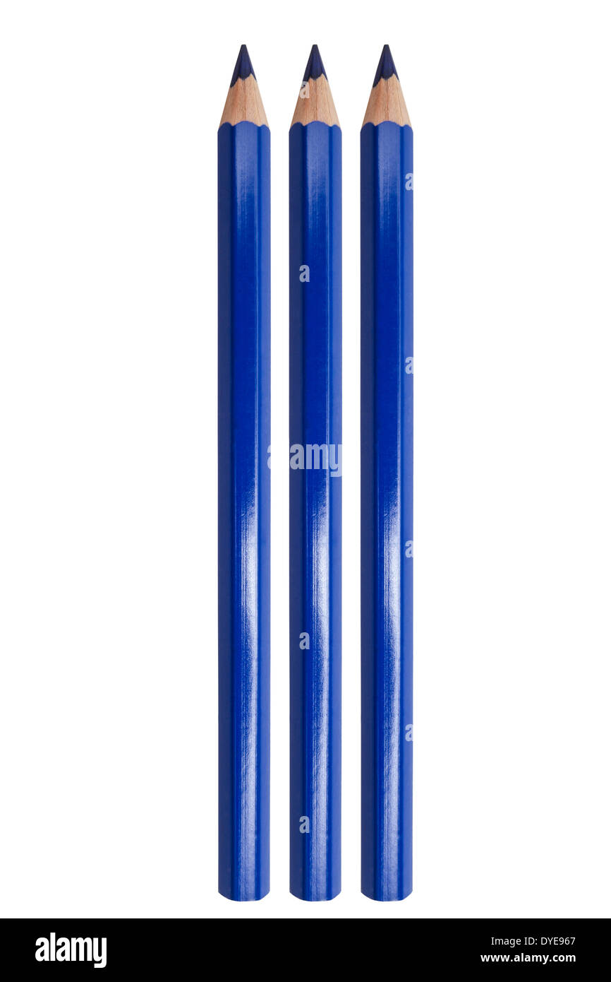 Blue color pencil isolated on white background Stock Photo - Alamy