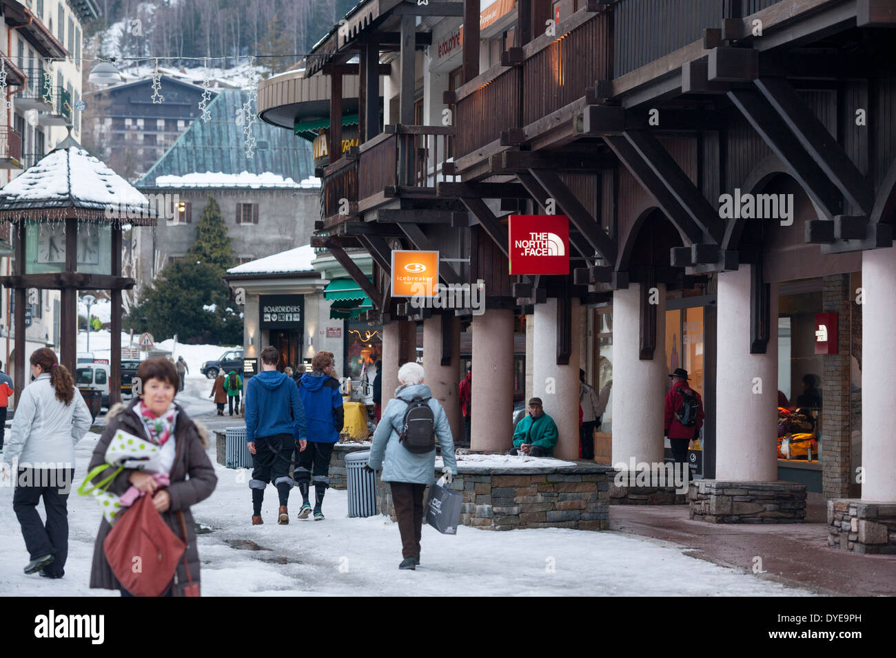 The North Face and other commercial retail outlets on Avenue Michel Croz in  the village of Chamonix Mont-Blanc Stock Photo - Alamy
