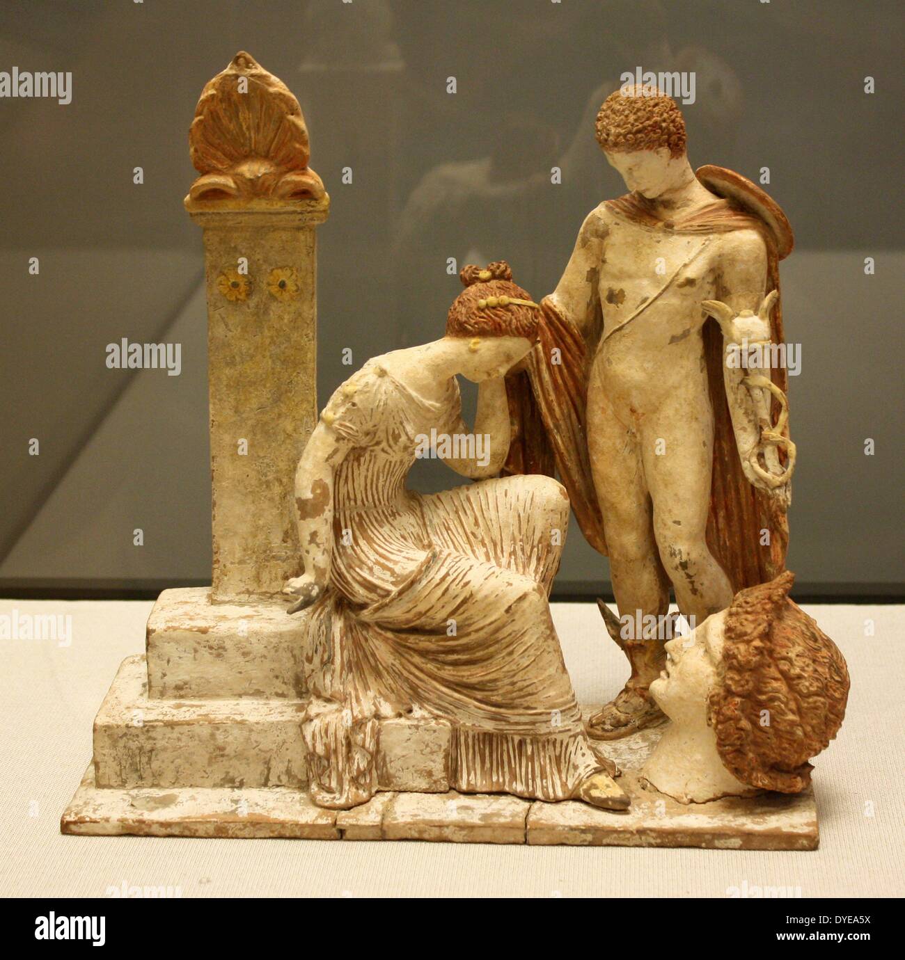 Terracotta figurines made in Tanagra near Athens. Barcelona Stock Photo
