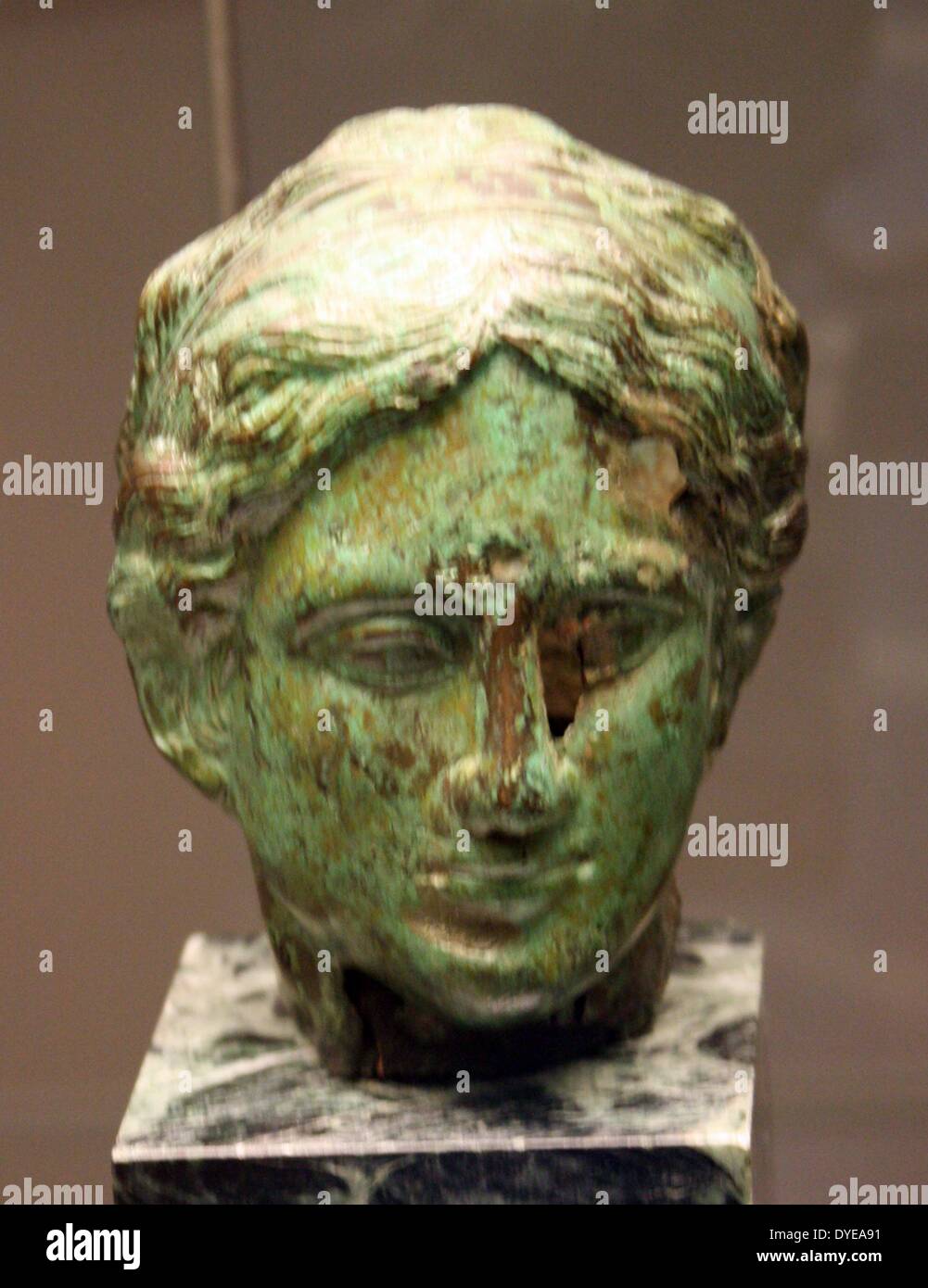 Ancient Roman bronze bust. Barcelona. Spain 2013 Stock Photo