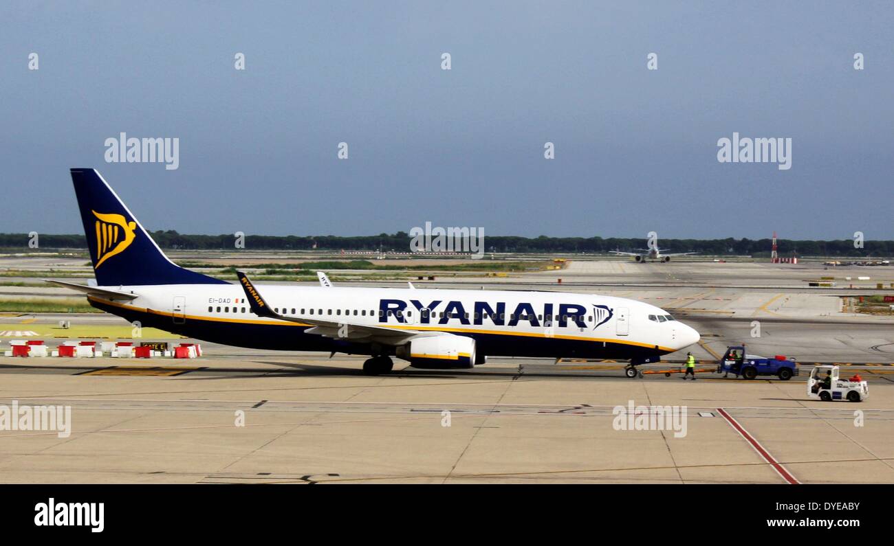 Ryanair plane on tarmac at Barcelona Airport. Barcelona. Spain 2013