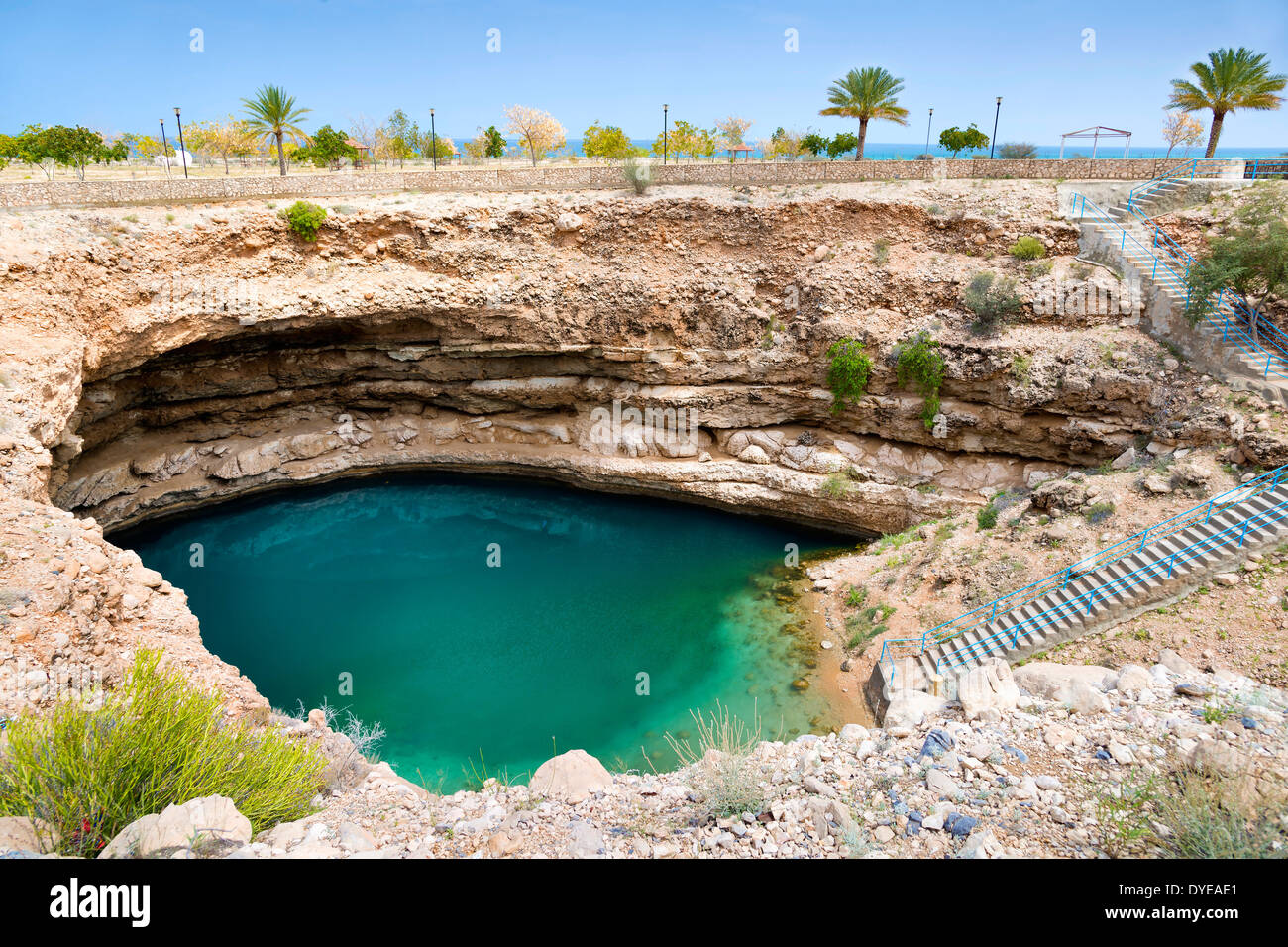 Picture of the Bimmah sinkhole in Oman Stock Photo