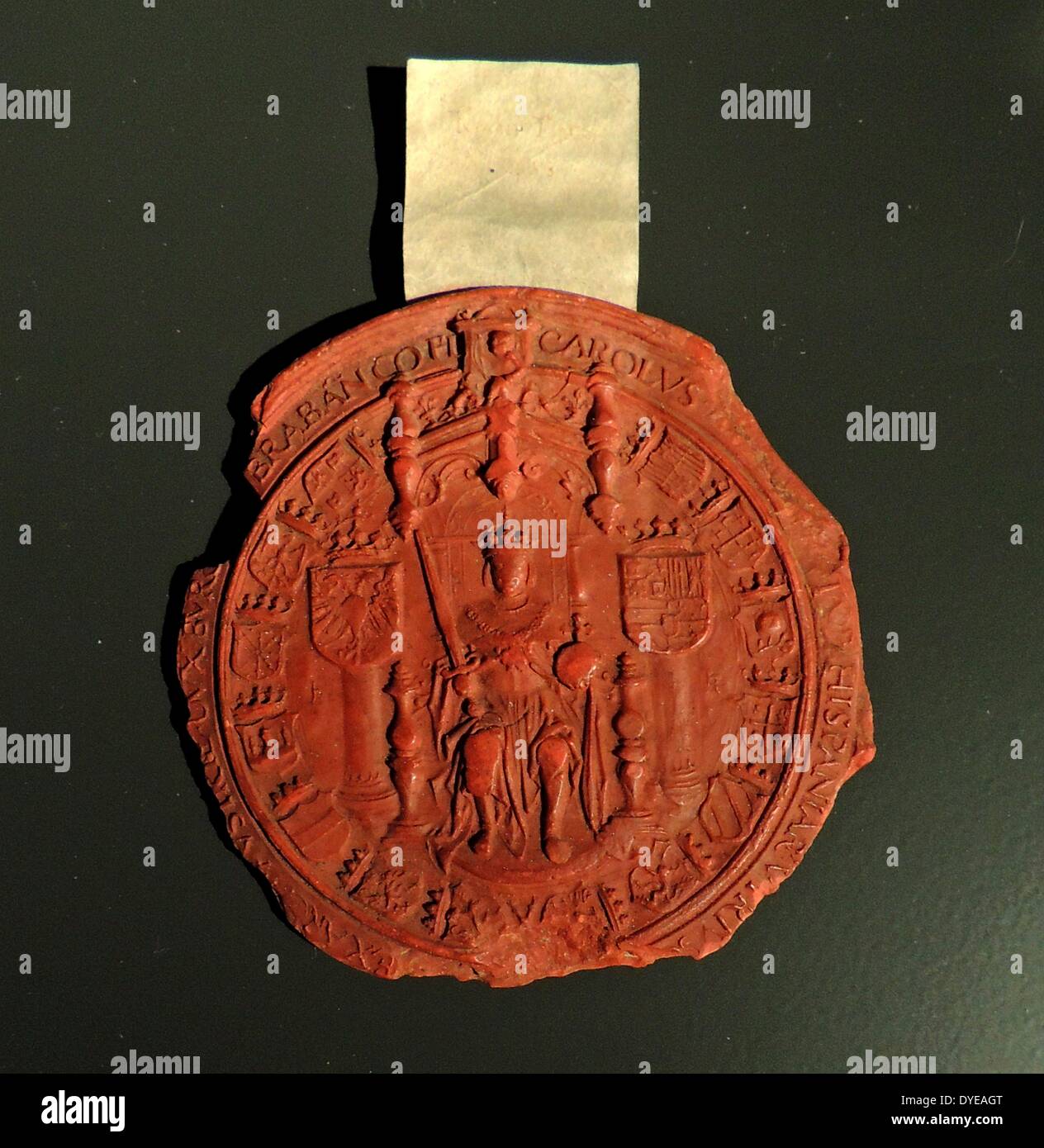 Wax seal of the Emperor Charles V. Dutch 16th Century Stock Photo