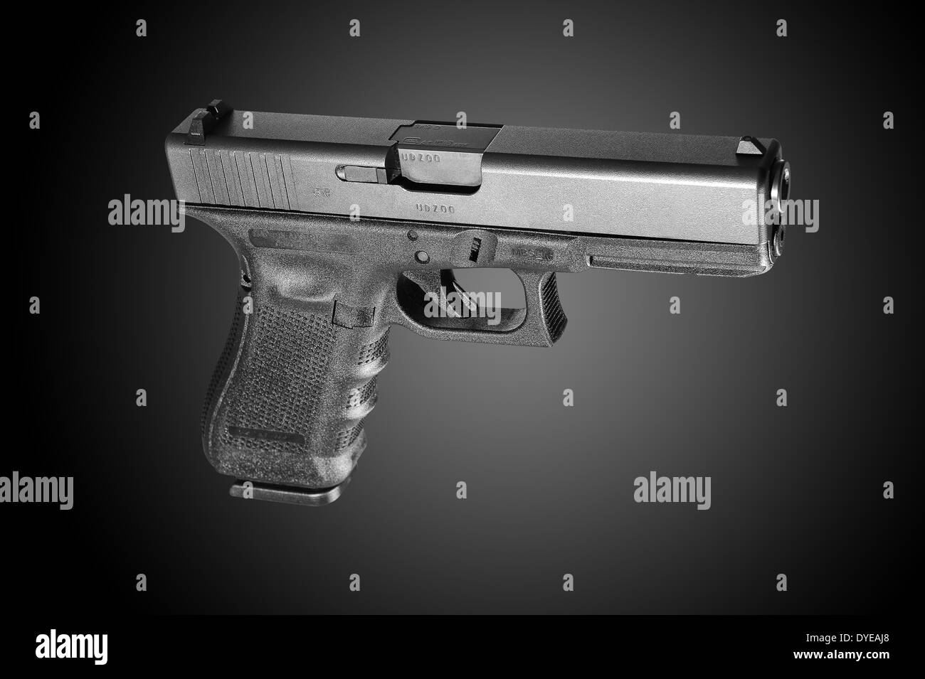 The Glock 17, Gen 4, 9 x 19, semi-automatic pistol. Stock Photo