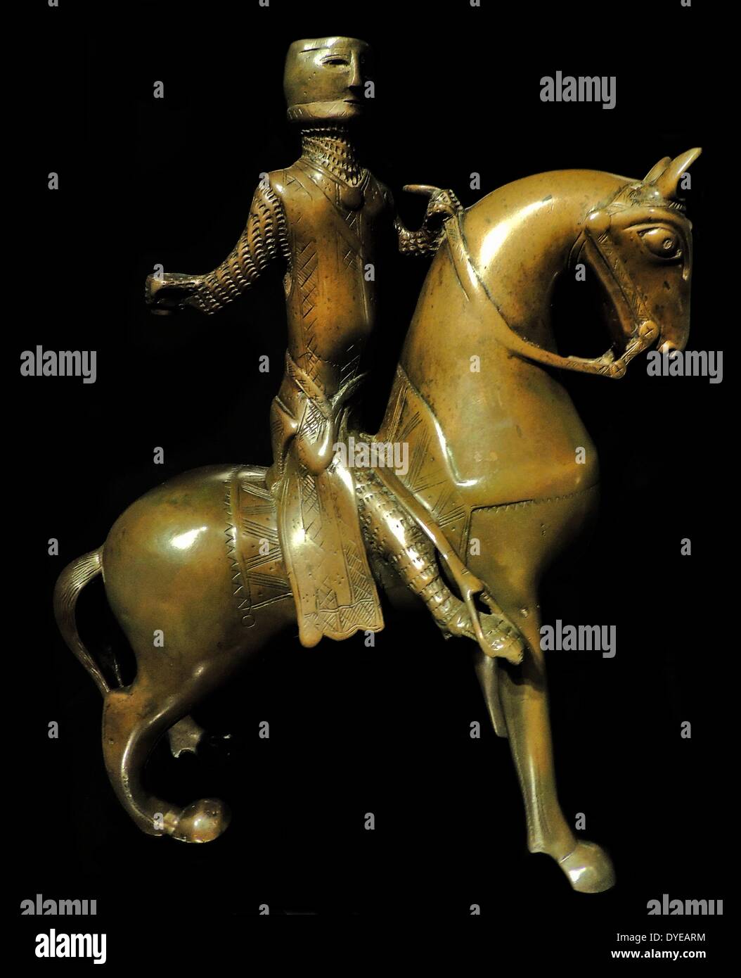 Aquamanile in the form of a mounted knight. Hildesheim, c 1200-1250, bronze. Stock Photo