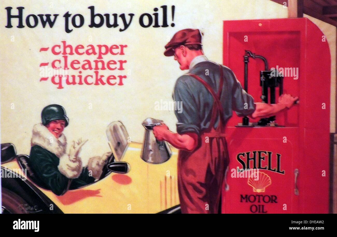 Advertising postcard from Shell Oil circa 1930's at Upton House in the English county of Warwickshire. In 1927 the estate was acquired by Walter Samuel, 2nd Viscount Bearsted, who owed his fortune to the fact that his father Marcus Samuel was the founder of the oil company Shell. Stock Photo