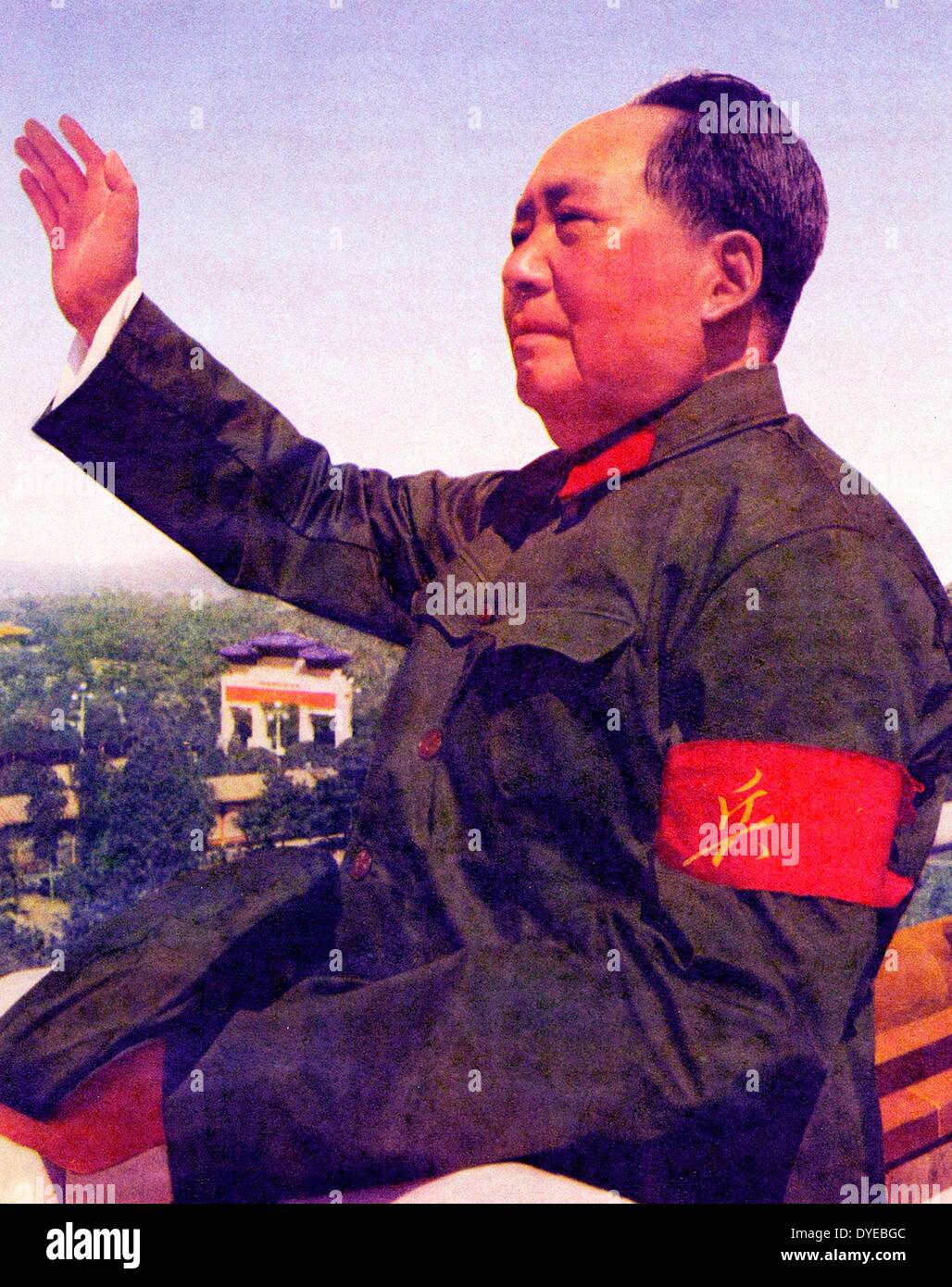 Mao Ze Dung 1893-1976. Chinese Communist Party leader and Chinese leader 1949-1976 reviewing red guards circa 1965 Stock Photo