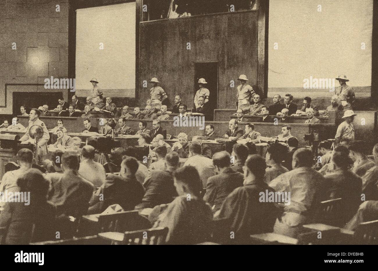 War crimes trials in Tokyo 1946-48. A prosecutor speaks to the court Stock Photo