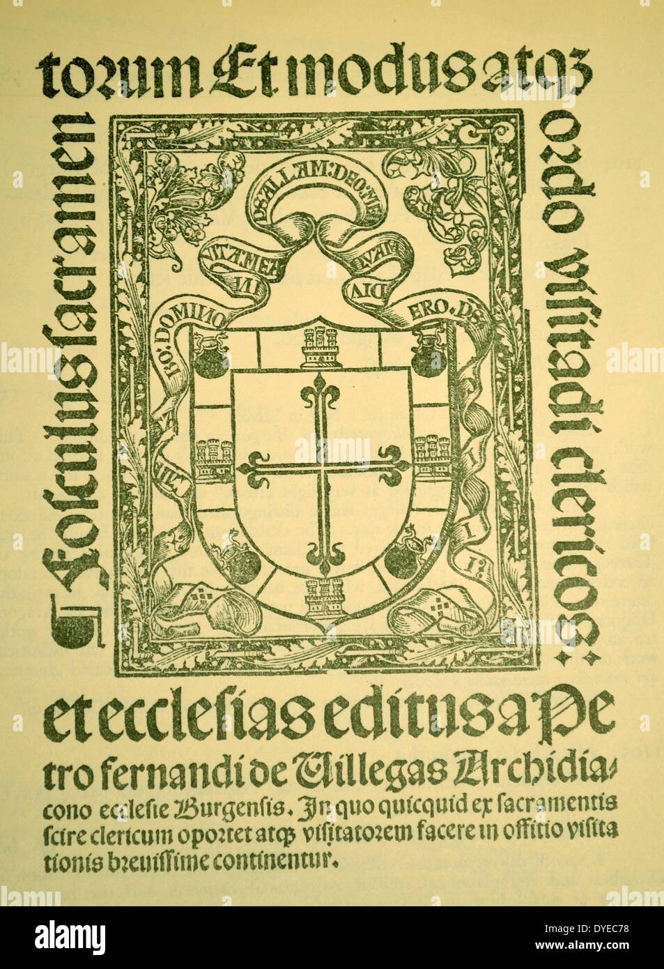 Title Page from Pedro Fernandez de Villegas, Fosculus Sacramentorum. Burgos, Alfonso de Melgar dated 1526 Stock Photo