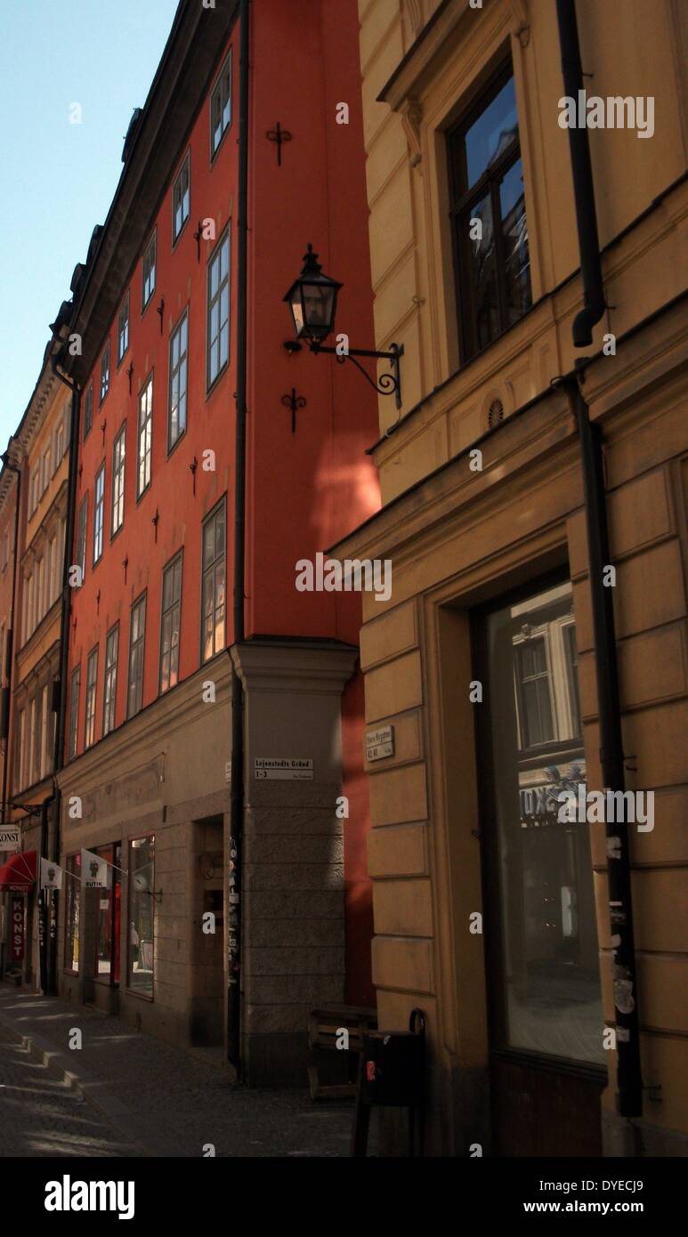 Street scene in the old city center, Stockholm, Sweden. 2012 Stock Photo