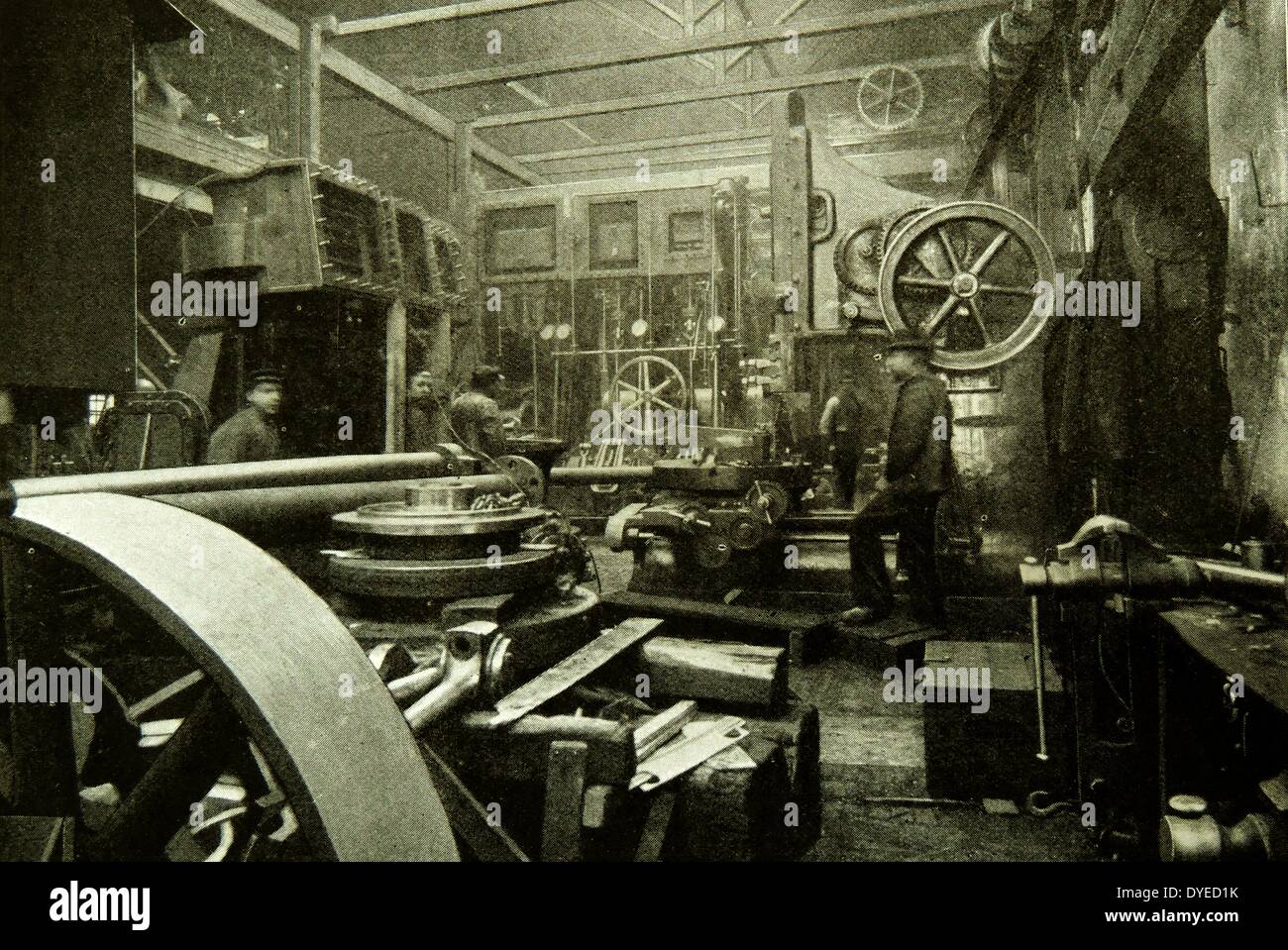 Photograph of an Akers Mechanical Workshop. Aker, a Norwegian holding company engaged in fishing, construction and engineering. Dated 1847 Stock Photo