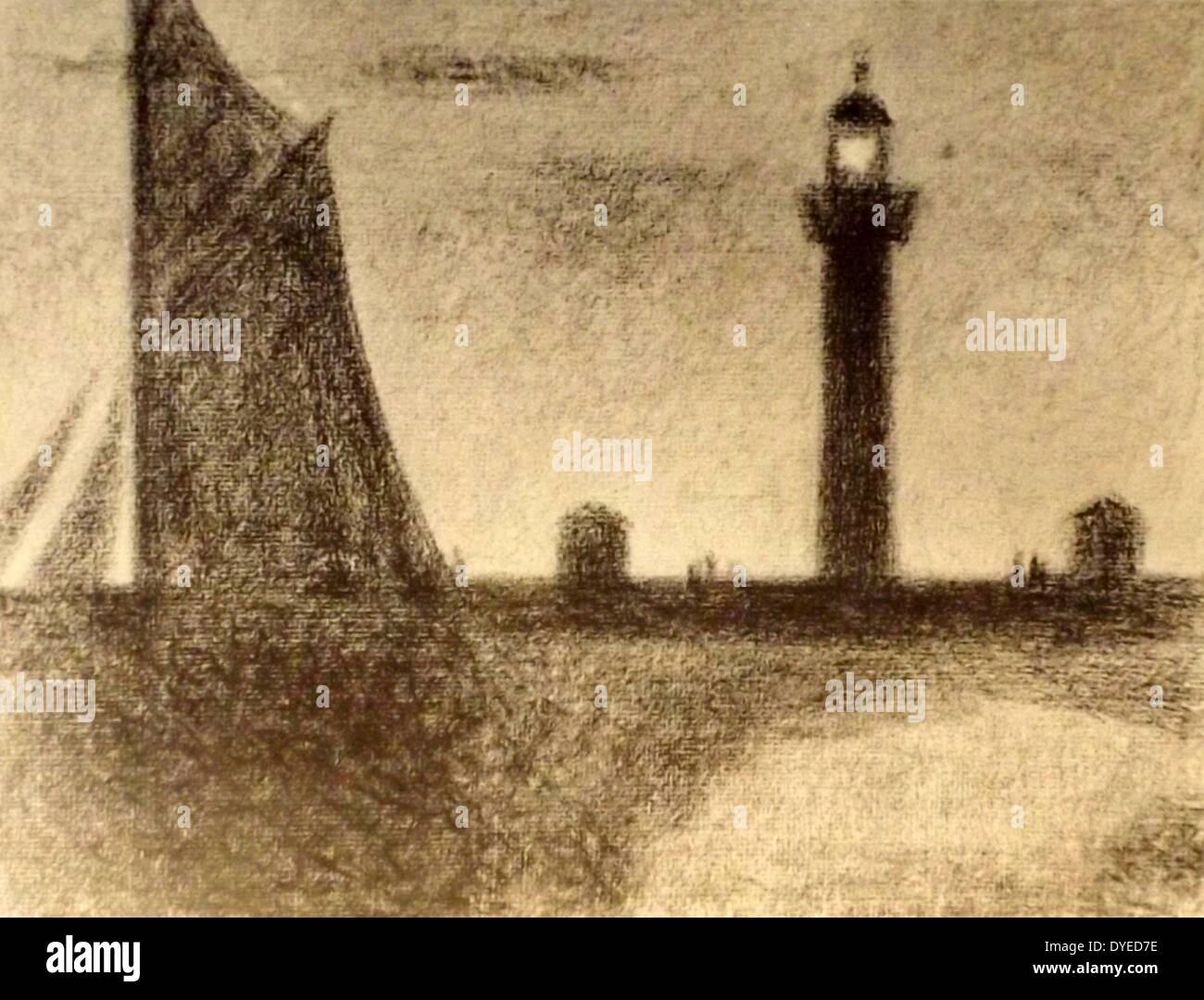 The lighthouse, by Georges Seurat (1859-1891) French Post-Impressionist painter and draftsman. Best known for devising the technique of painting known as pointillism. Dated 1880 Stock Photo
