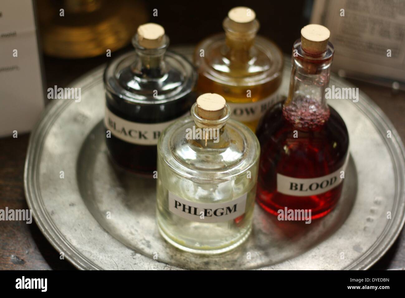 Bottles containing the four humours in ancient medicine. Greek