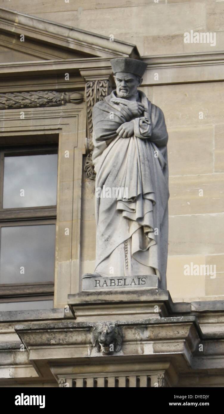 Statues embellishing the Louvre Museum, François Rabelais 2013. French ...