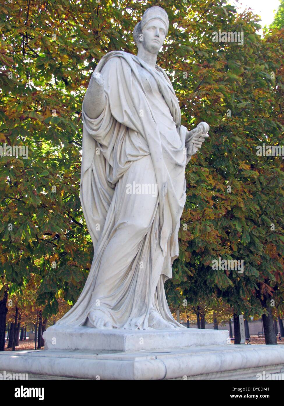 Statue of Agrippina in the Tuileries Garden 2013. Agrippina was Empress Consort after she married her uncle, the Roman Emperor Claudius. Stock Photo