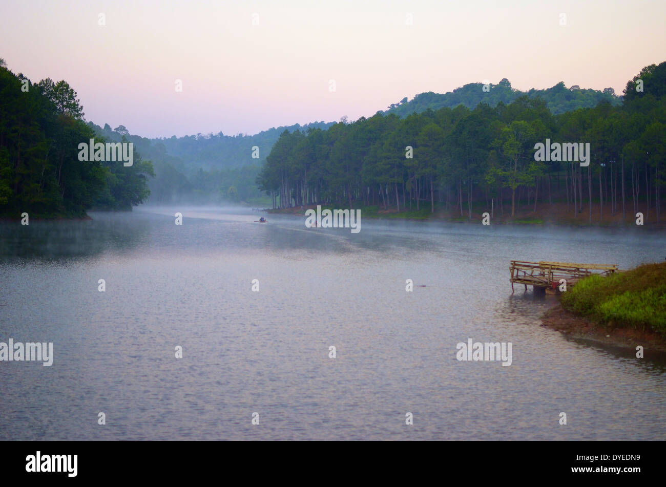 beauty morning mountain lake Stock Photo