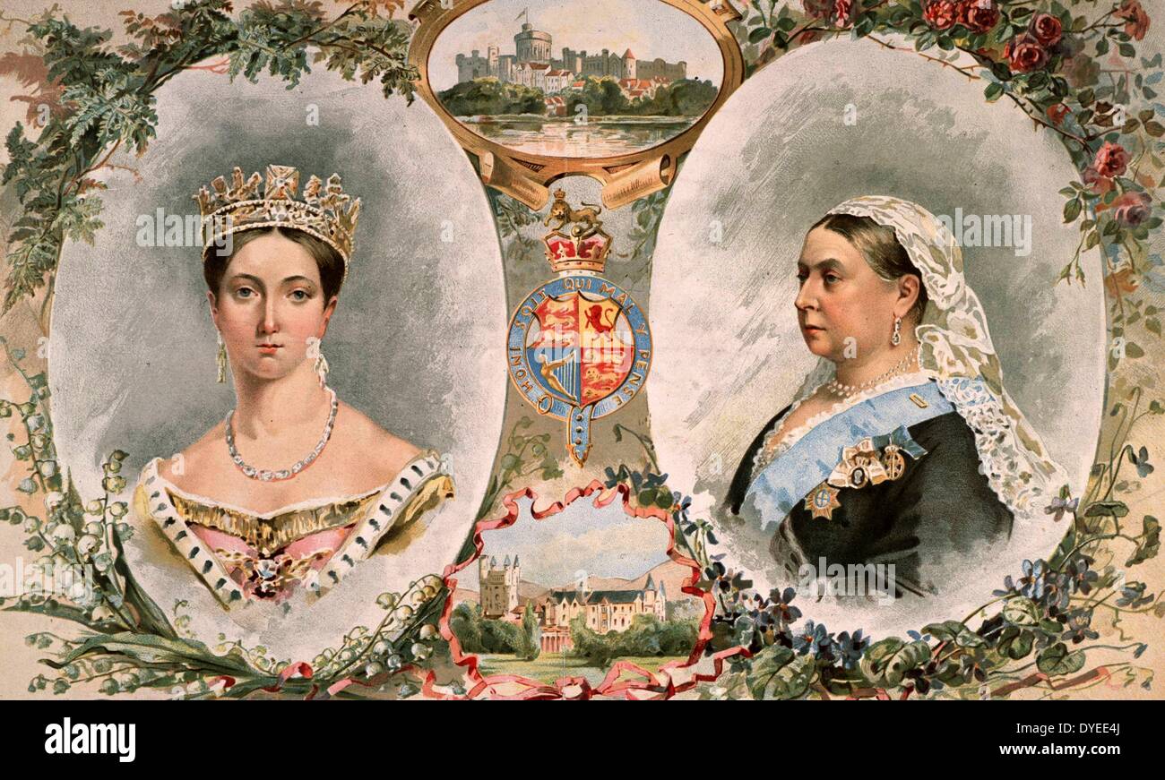 Portraits of Queen Victoria for her Golden Jubilee in 1887 A.D Stock