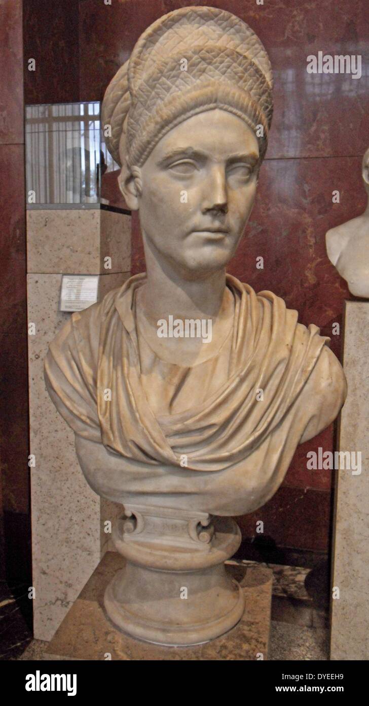 Marble Bust of Matidia the Niece of the emperor Trajan 87 A.D. Stock Photo