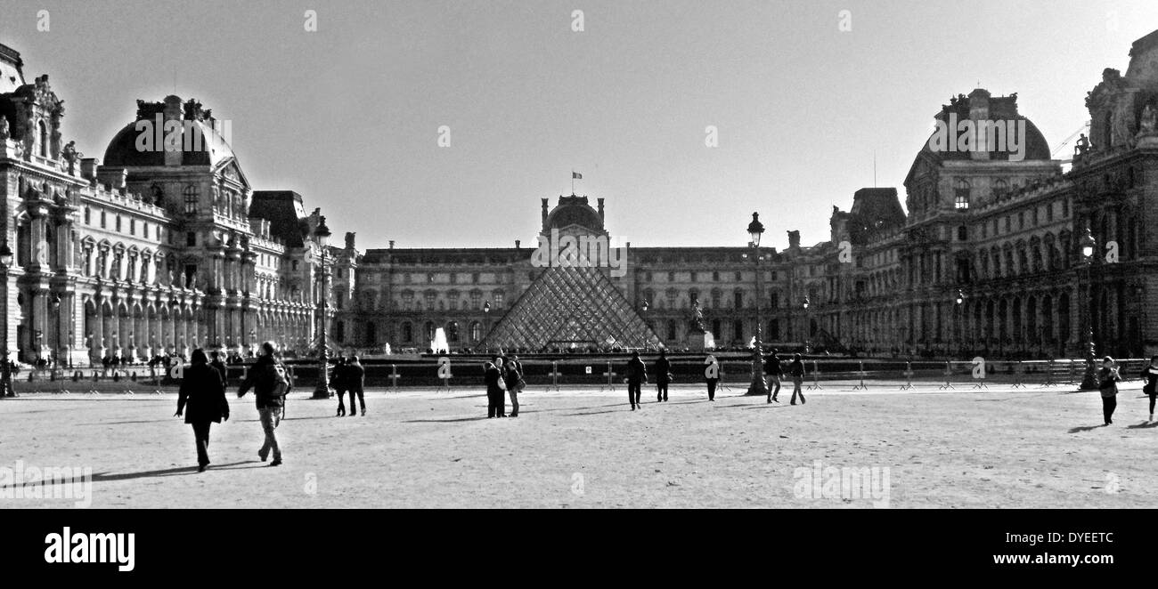 View of the Glass Pyramid of the Louvre Museum 2013 A.D. Stock Photo