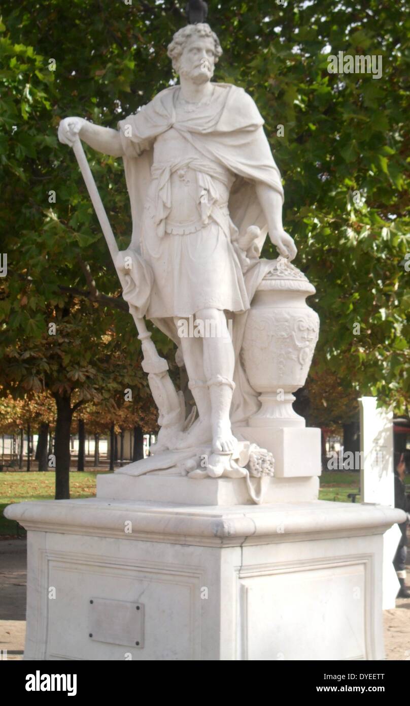 Statue of Hannibal, son of Hamilcar Barca in the Tuileries Garden 2013. Military Commander. Stock Photo
