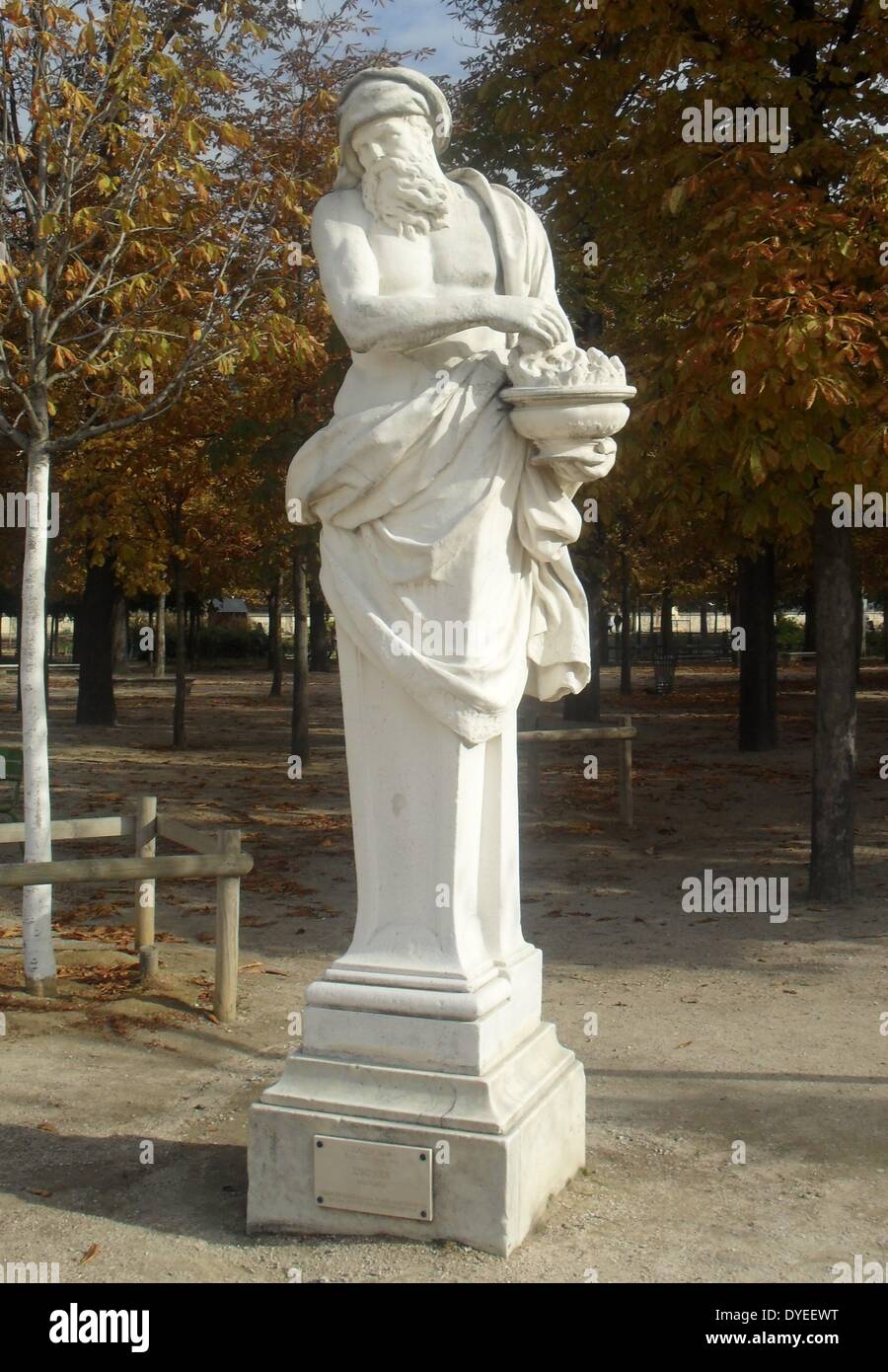 Statue of François Girardon representing Winter in the Tuileries Garden 2013. Stock Photo