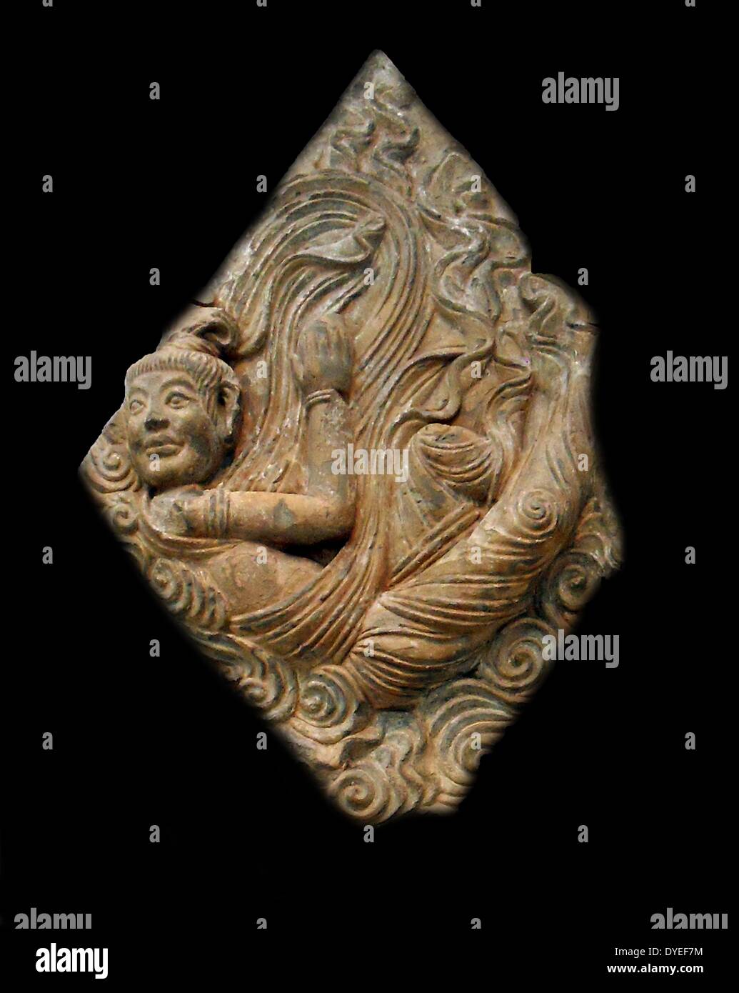 Flying Celestial Apsaras from the Tang Dynasty 7th Century A.D. Stock Photo