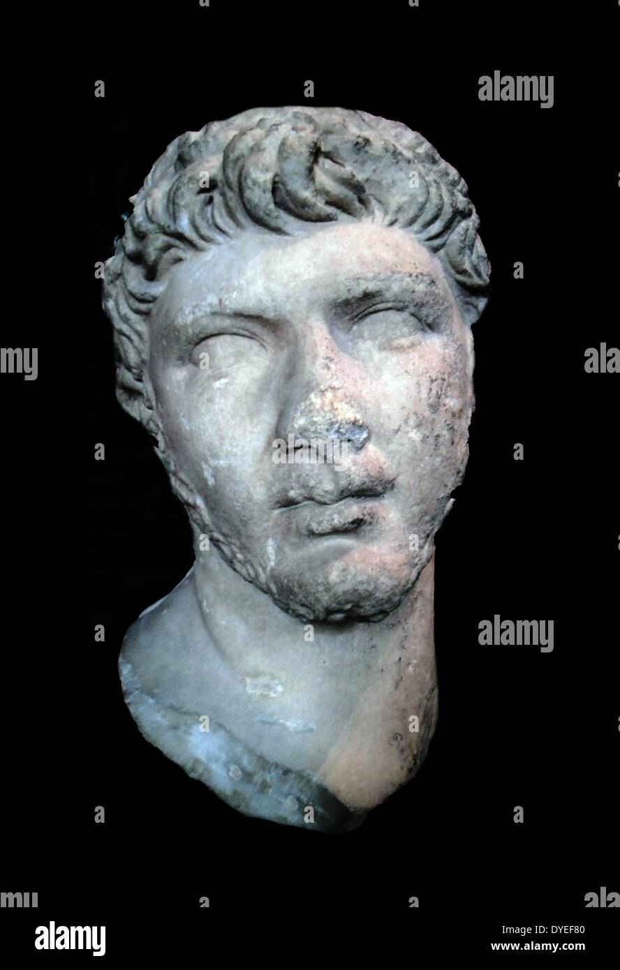 Marble Bust of Ptolemy of Mauretania 40 A.D. Prince and last Roman client King of Mauretania. Stock Photo