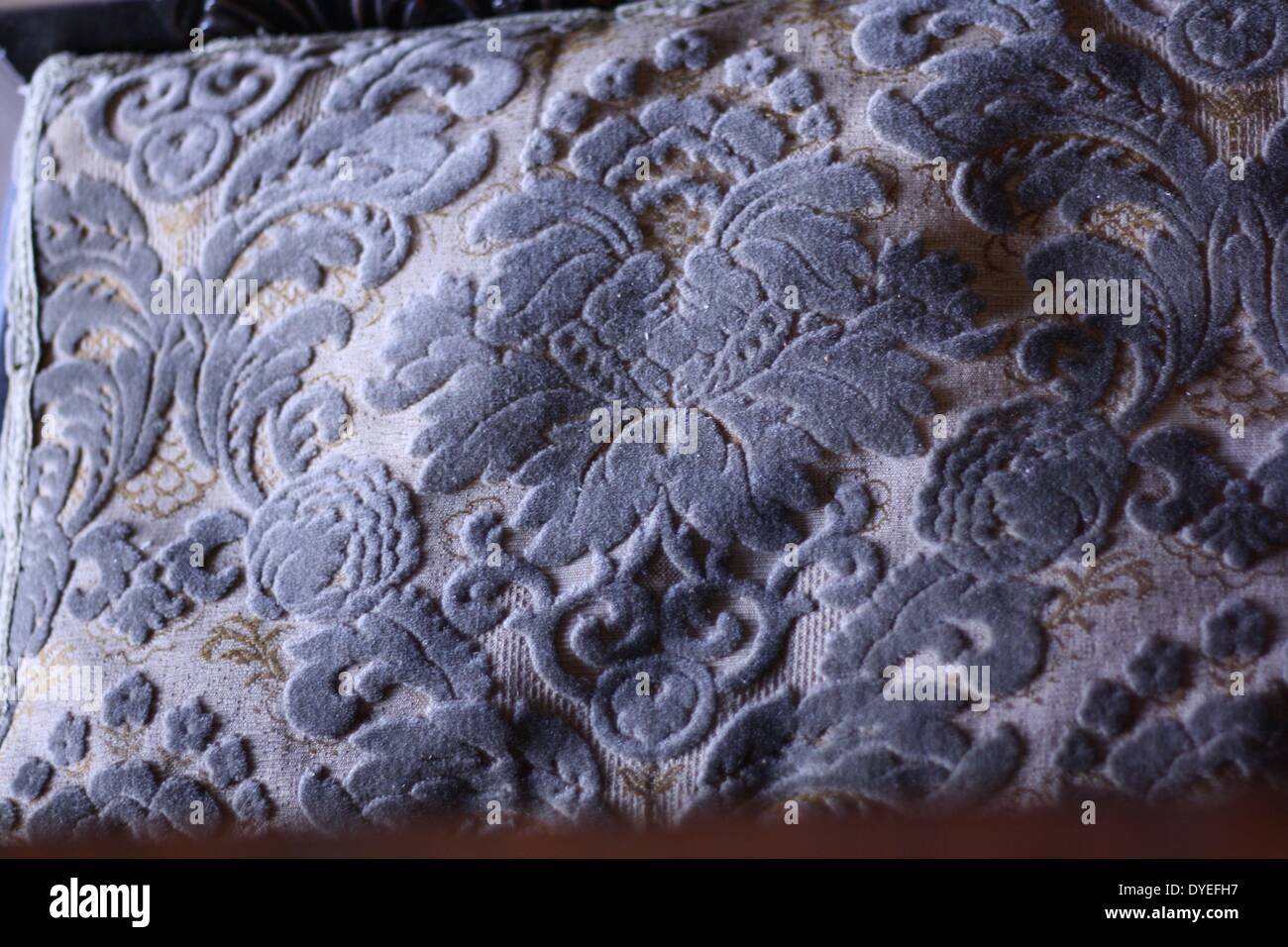 Blue Embroidered Cushion 16th Century A.D. Stock Photo