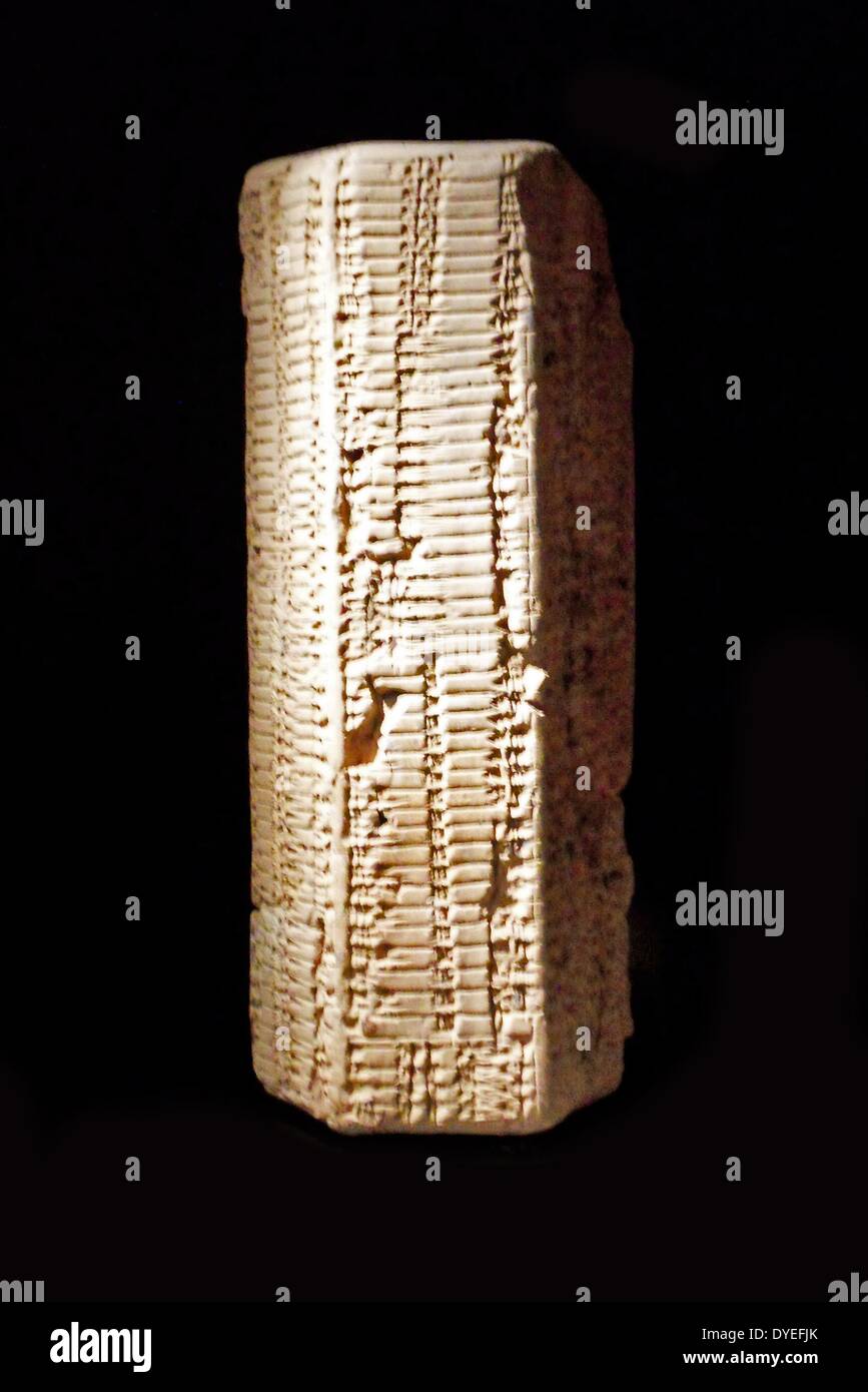 Clay Prism 1950 B.C. Table of linear measures and square roots. Southern Iraq. Stock Photo