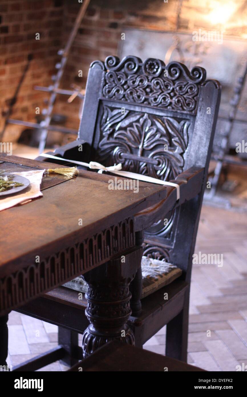 Jacobean Wooden High Chair 16th Century A.D. Stock Photo