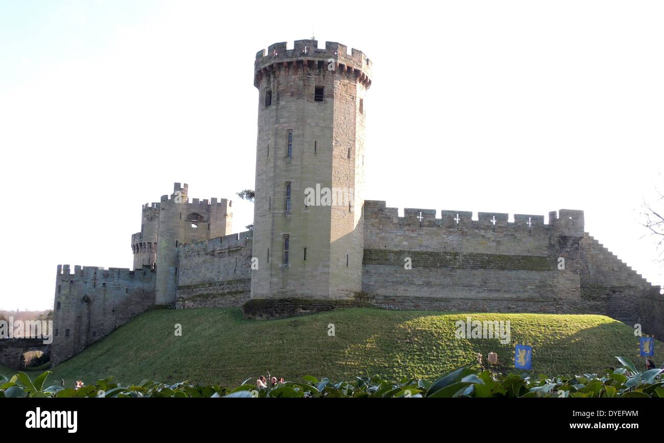 View of Warwick Castle 2013. The Medieval castle was developed from an original built by William the Conqueror in 1068 Stock Photo