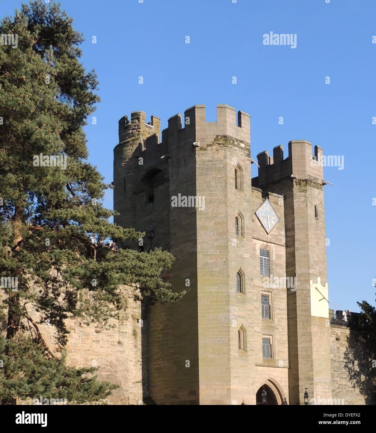 View of Warwick Castle 2013. The Medieval castle was developed from an original built by William the Conqueror in 1068 Stock Photo