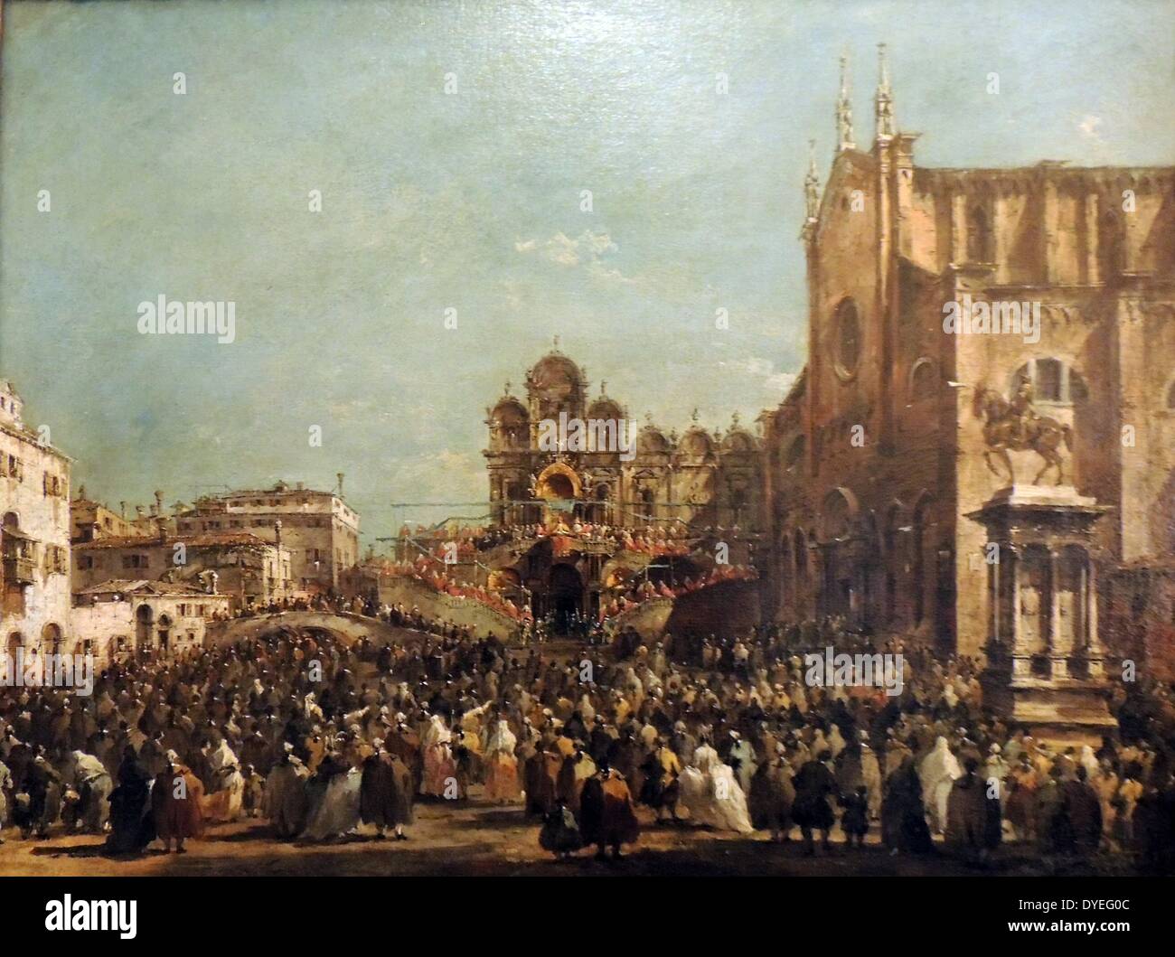 Pope Pius VI blessing the People of Venice by Francesco Guardi 1782 A.D. Stock Photo