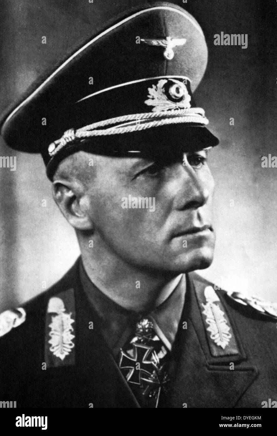 General Johanness Eugen Rommel (1891-1944) popularly known as The Desert Fox was a German Field Marshal of World War 11. He earned the respect of both his own troops and the enemies he fought. Stock Photo