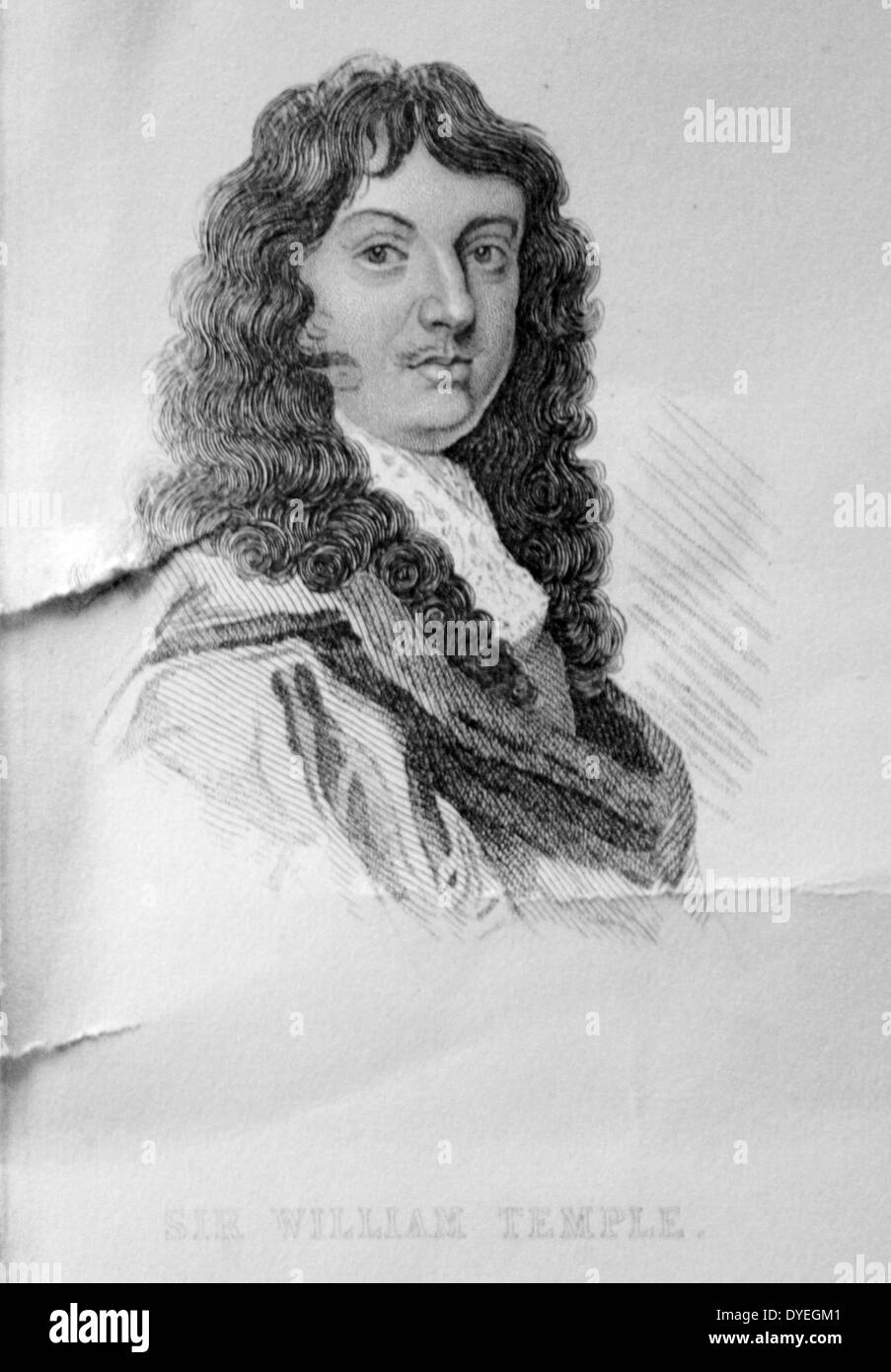 Sir William Temple (1628-1699) was an English statesman and essayist. Stock Photo