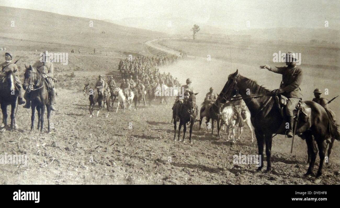 World War 1 - World War I - A Serbian Dragoon regiment in the Battle of Borenitza 1916 Stock Photo