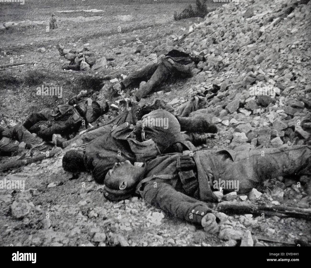 dead bodies of german soldiers killed at the village of Bras et la Meuse, France December 1916. World War I Stock Photo