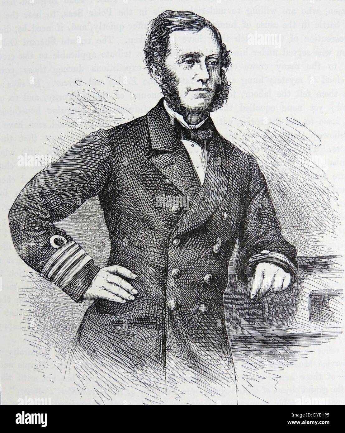 Francis McClintock (1819-1907) Royal Navy officer who, in  the steam yacht 'Fox', led the 1857 expedition in search of Sir John Franklin. Retired in 1884 with rank of Rear Admiral. Engraving, London, c1880. Stock Photo