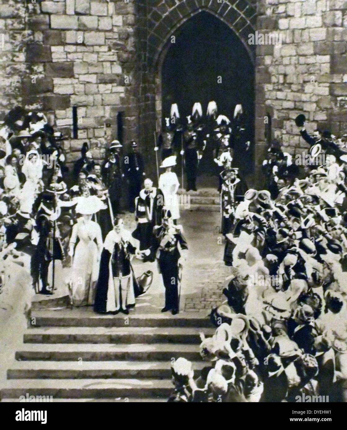 investiture for the (later King Edward VIII) Prince of Wales was in 1911, in Caernarfon Castle in Wales Stock Photo