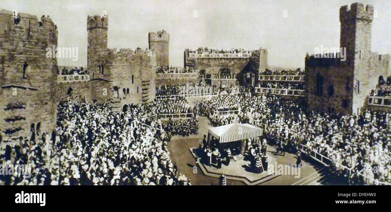 investiture for the (later King Edward VIII) Prince of Wales was in 1911, in Caernarfon Castle in Wales Stock Photo
