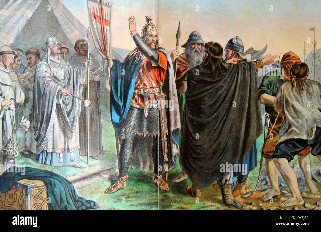 Olaf Tryggvason (960s – 1000) was King of Norway from 995 to 1000. He was the great-grandson of Harald Fairhair, first King of Norway. Olaf played an important part in the often forcible conversion of the Norse to Christianity. he became King of Norway in 995 Stock Photo