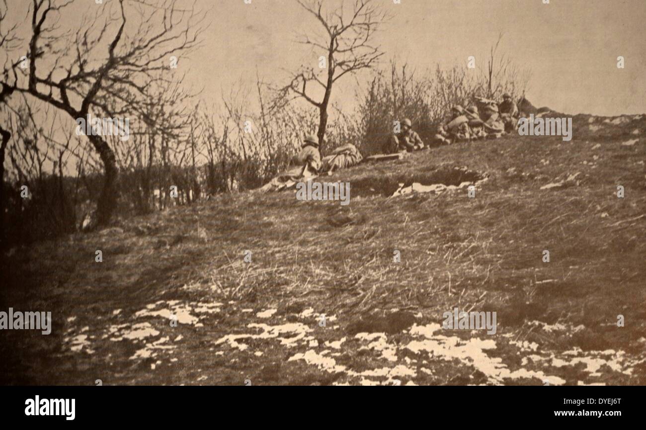 World War I - french troops on a slope during the second phase of the battle of Verdun 1916 Stock Photo