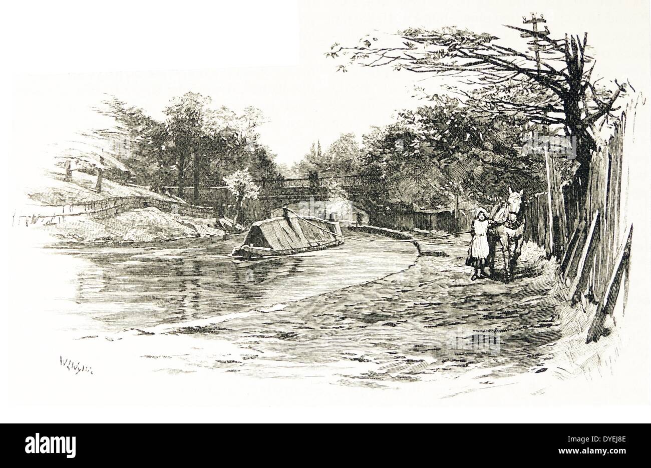 Regent's Canal, London; Charles Street Bridge, Regent's Park. Engraving ...