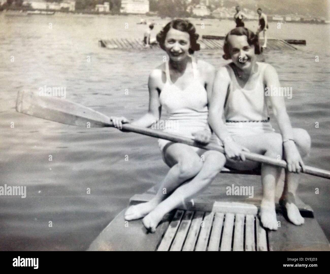 Carefree young women at holiday in southern france before world War II broke out. Circa 1938 Stock Photo
