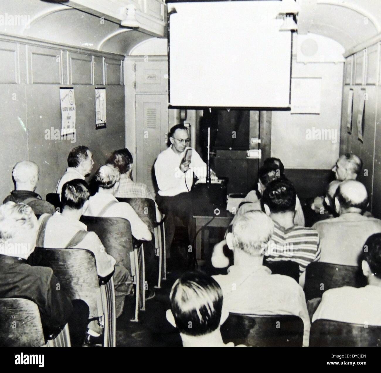 Education campaign conducted on a specially converted train carriage in New York to promote literacy for adults 1950 Stock Photo