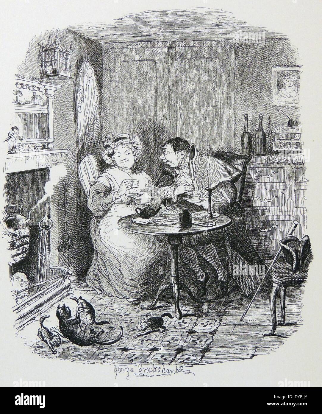 MrBumble and Mrs Corney by Harry Furniss  sixteenth illustration for  Dickenss Adventures of Oliver Twist 1910