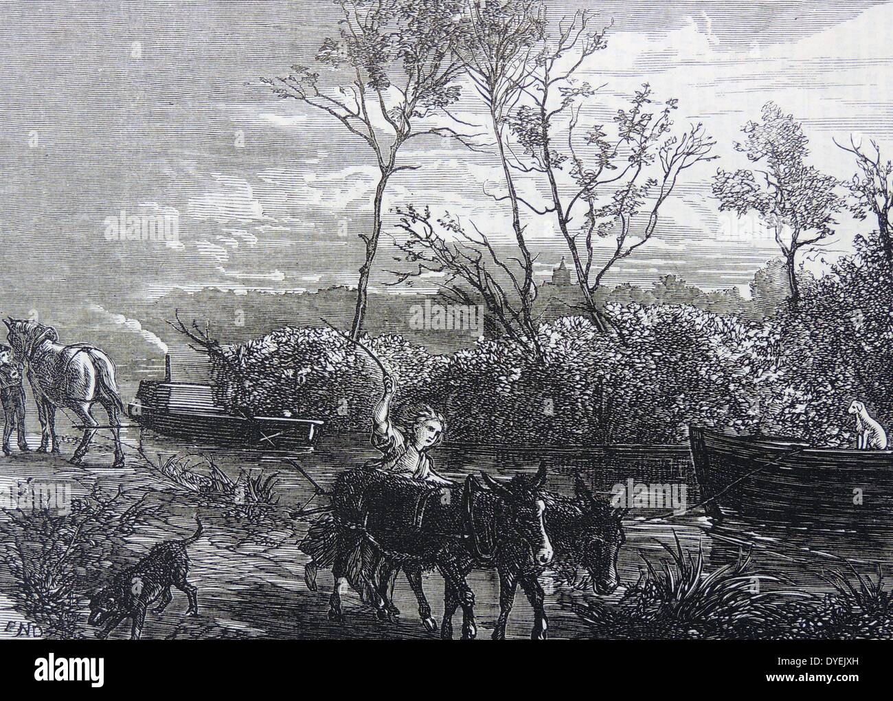 Barges crossing each other. Typical scene on the Grand Junction and